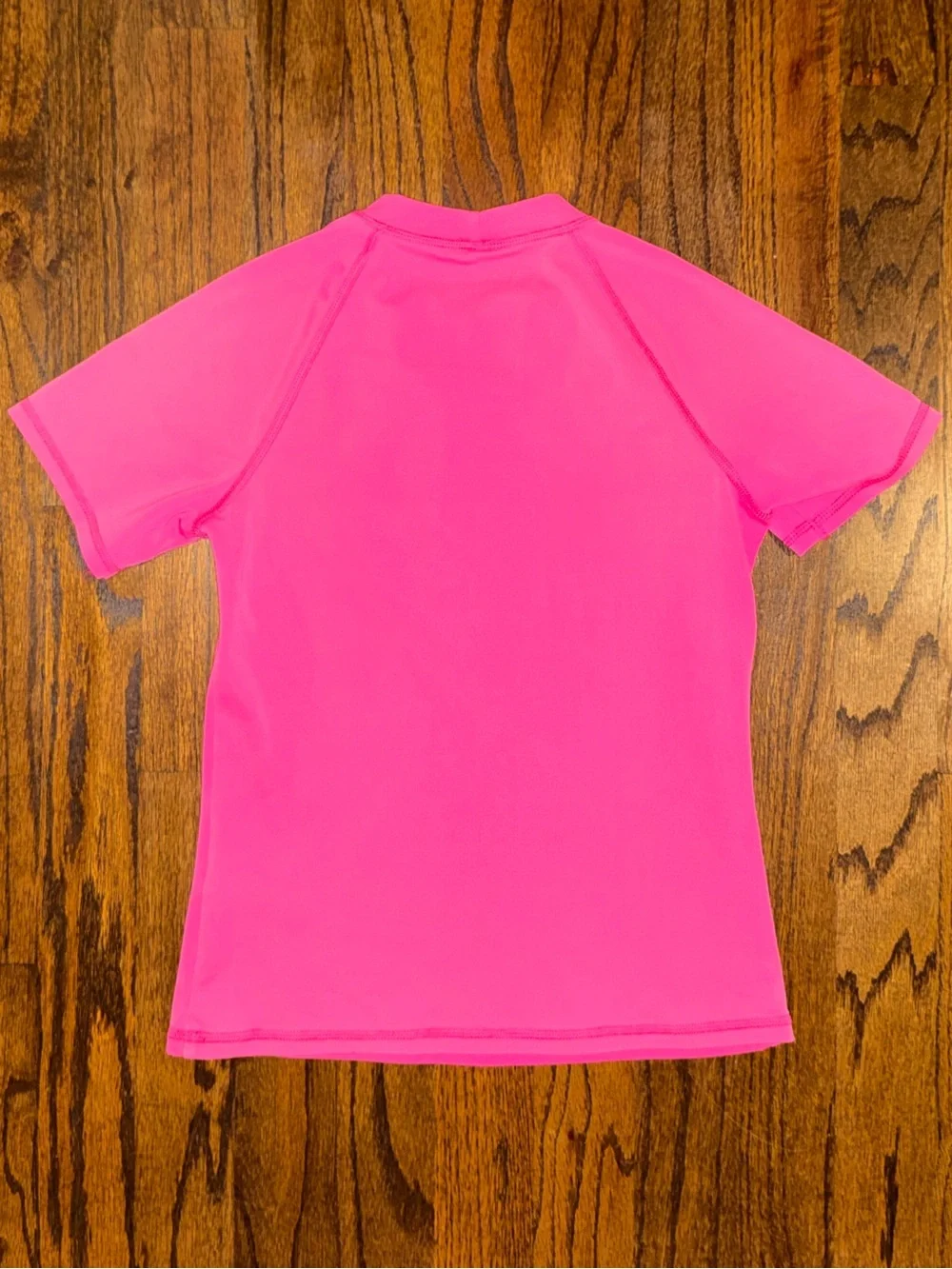 Lands' End Girls Pink Surfboard flip Sequin Rash Guard Swim Shirt size 7/8 small
